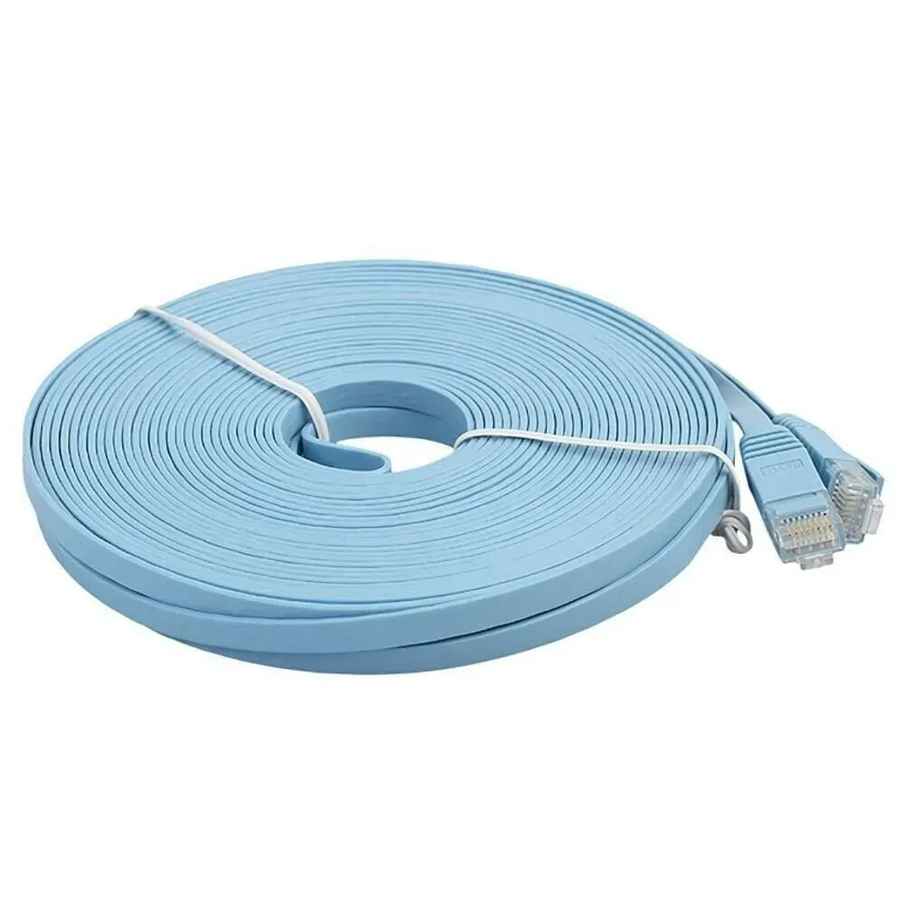 Flat Cat6 RJ45 Ethernet Patch Cable, Blue, 5-Pack (5-Pack)